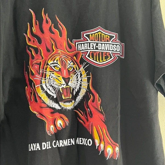 Harley-Davidson Black Tee with Tiger and Flames - Picture 2 of 5